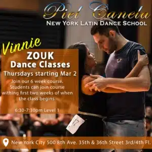 BRAZILIAN ZOUK LEVEL 1 STARTS THURSDAYS, MAR 2 - APR 6